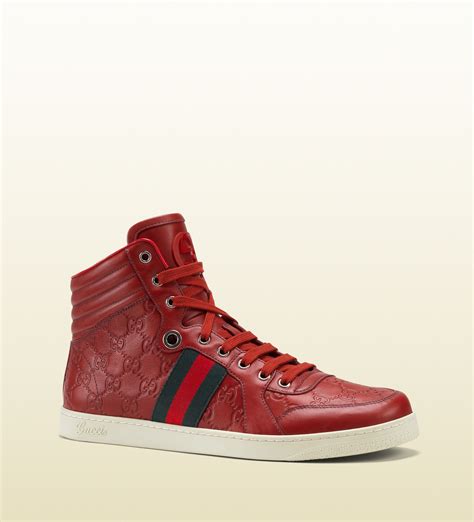 gucci red leather high top|farfetch gucci sneakers.